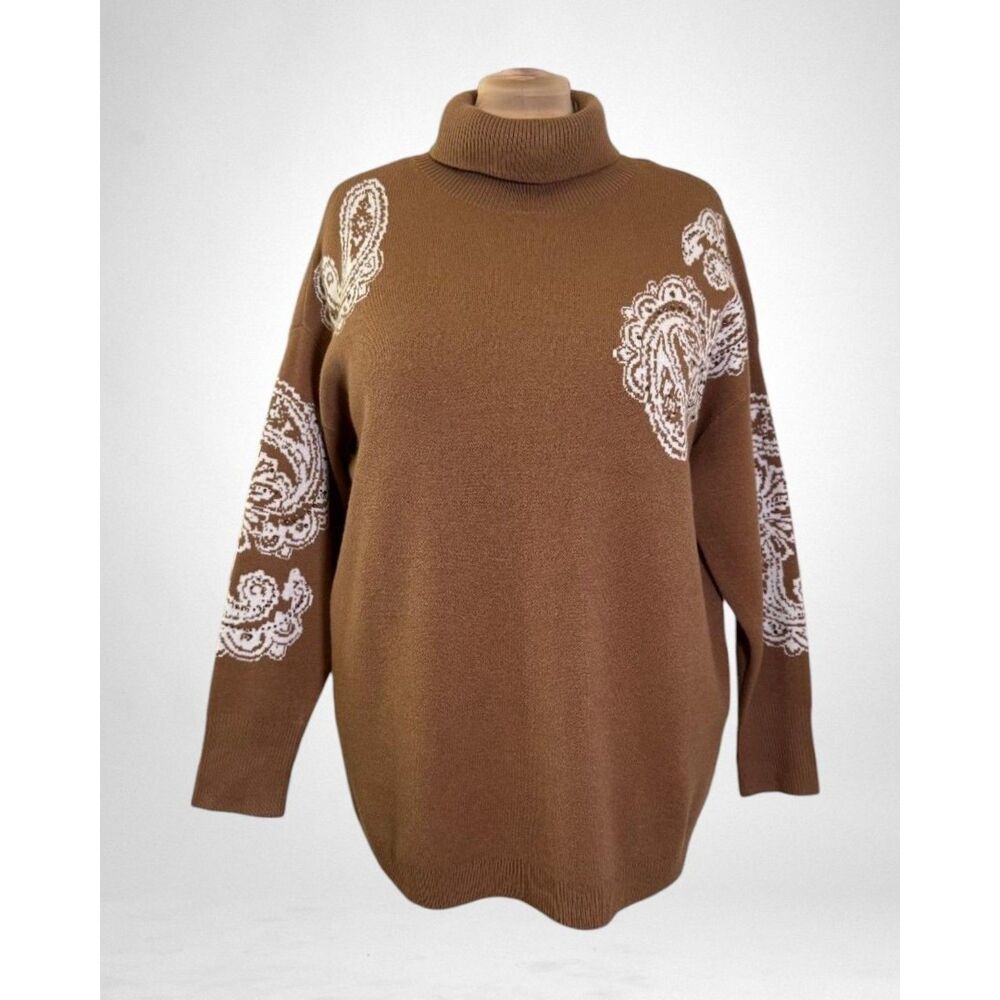 Denim & Co. Signature Jacquard Turtleneck Sweater, NEW! Size 2X